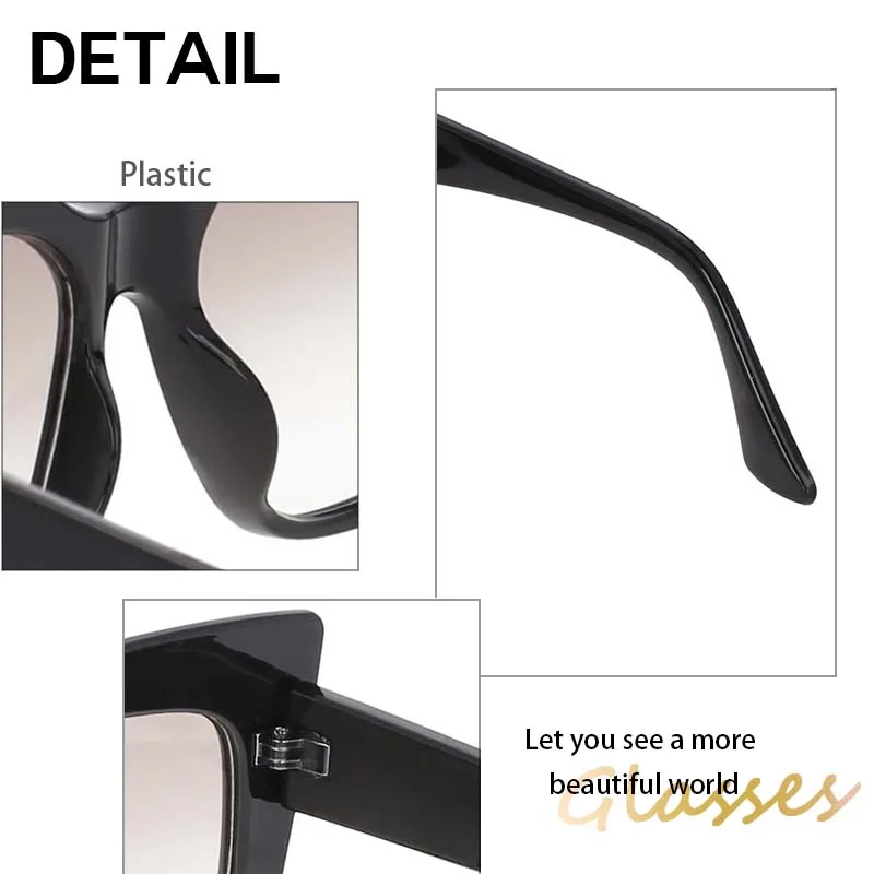 53288 Square Oversized Cat Eye Sunglasses Fashion Women Shades Uv400 Vintage Glasses big sunglasses for women