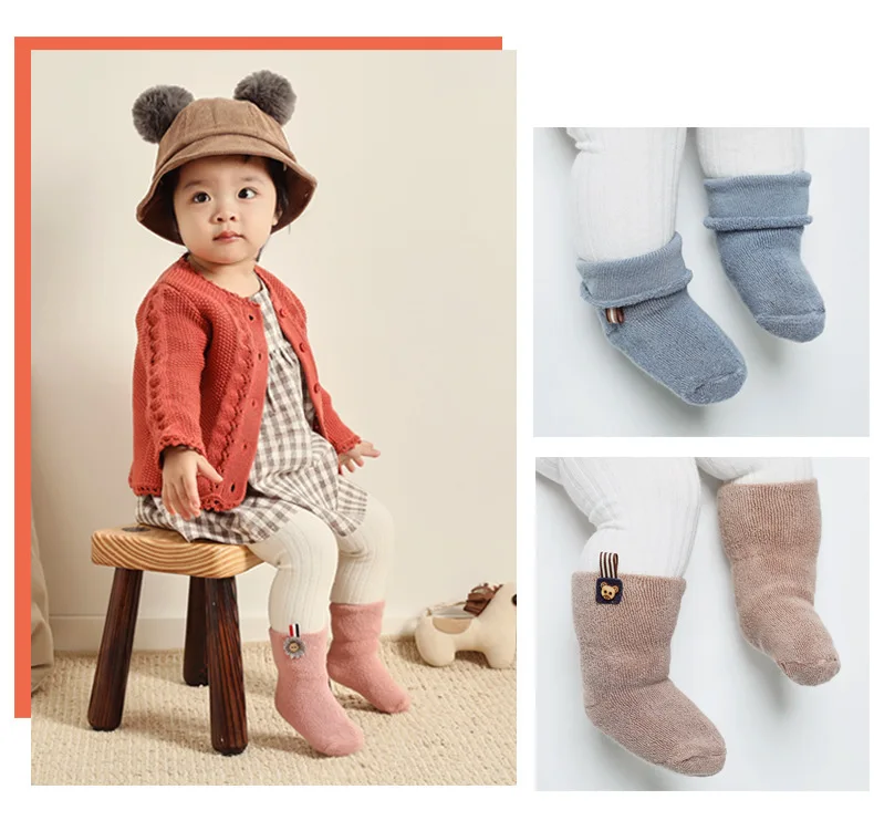 Уплотненные носки для малышей от 0 до 3 лет, детское полотенце, шерстяные носки для мальчиков, детские носки для новорожденных