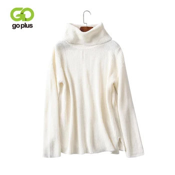 

GOPLUS Turtleneck Sweater Women Pullover Split Knitted Sweaters 2020 Autumn Winter Fashion Long Sleeve Casual Black Sweater