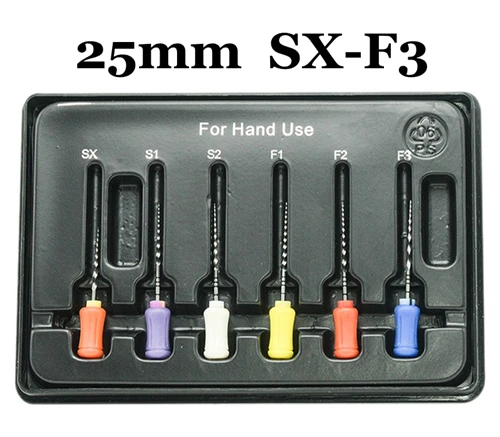 6pcs Assorted 6 шт./упак. стоматологические напильники ручной использовать Protaper Универсальный корневого канала нити файл Эндодонтический прибора endo SX-F3 - Цвет: 6pcs Assorted