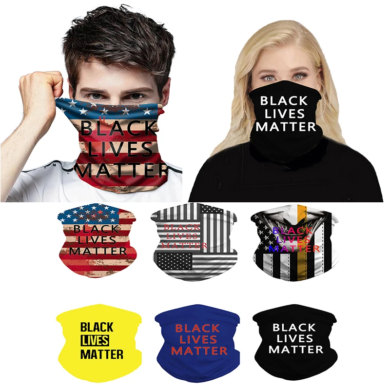 

American Flag Bandana Black Lives Matter Custom Print Face Shield Scarf Cycling Neck Gaiter Mask Mulpurpose Hair band