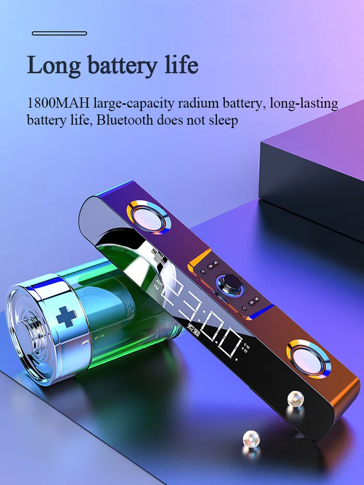 US $34.29 - 45.42 SOAIY multimedia bluetooth speaker subwoofer with LED display Clock soundbar for TV computers louldspeaker for home theater