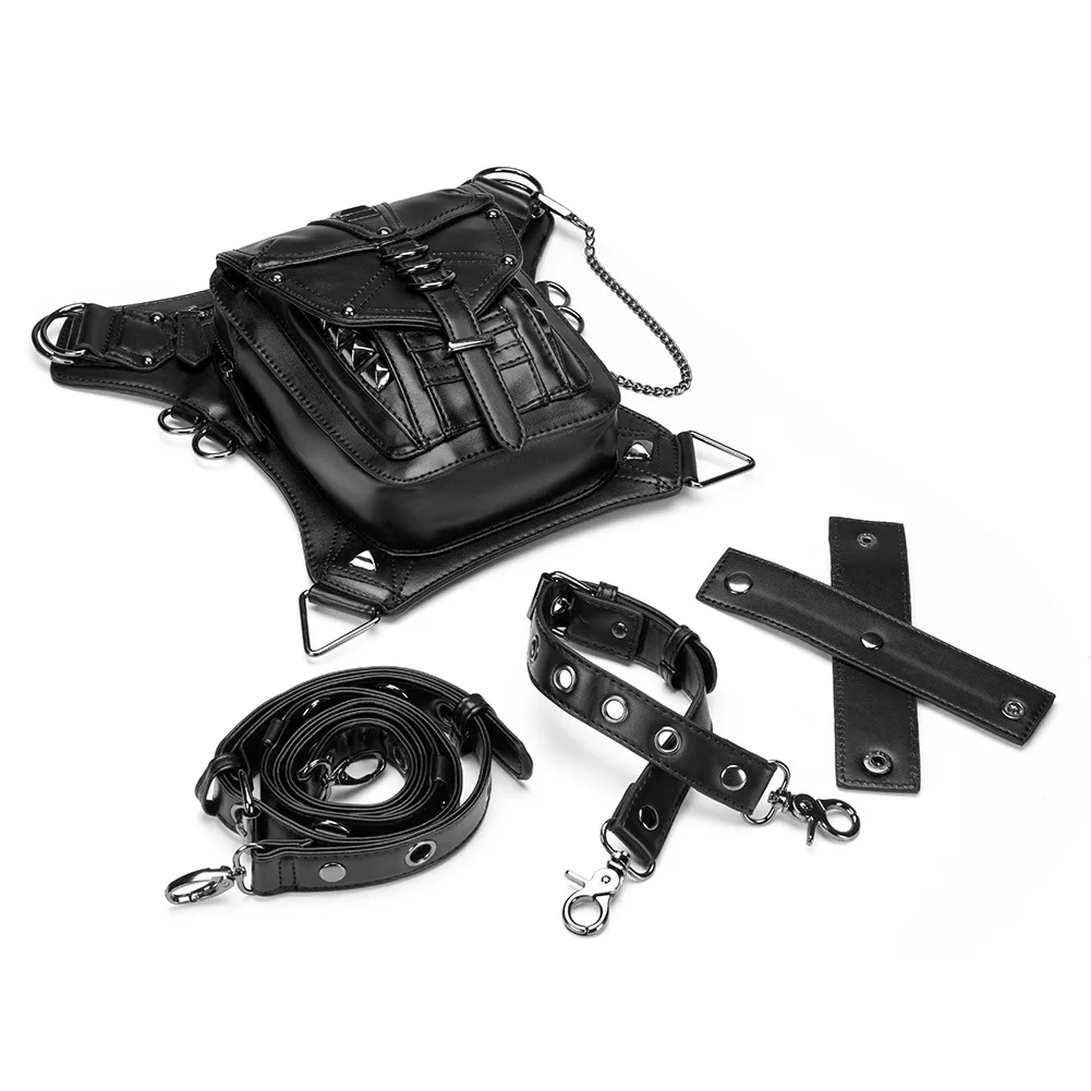 Готическая многофункциональная поясная сумка в стиле панк ретро кожаная сумка с заклепками для ног сумка-мессенджер Персонализированная унисекс поясная сумка для телефона кошелек