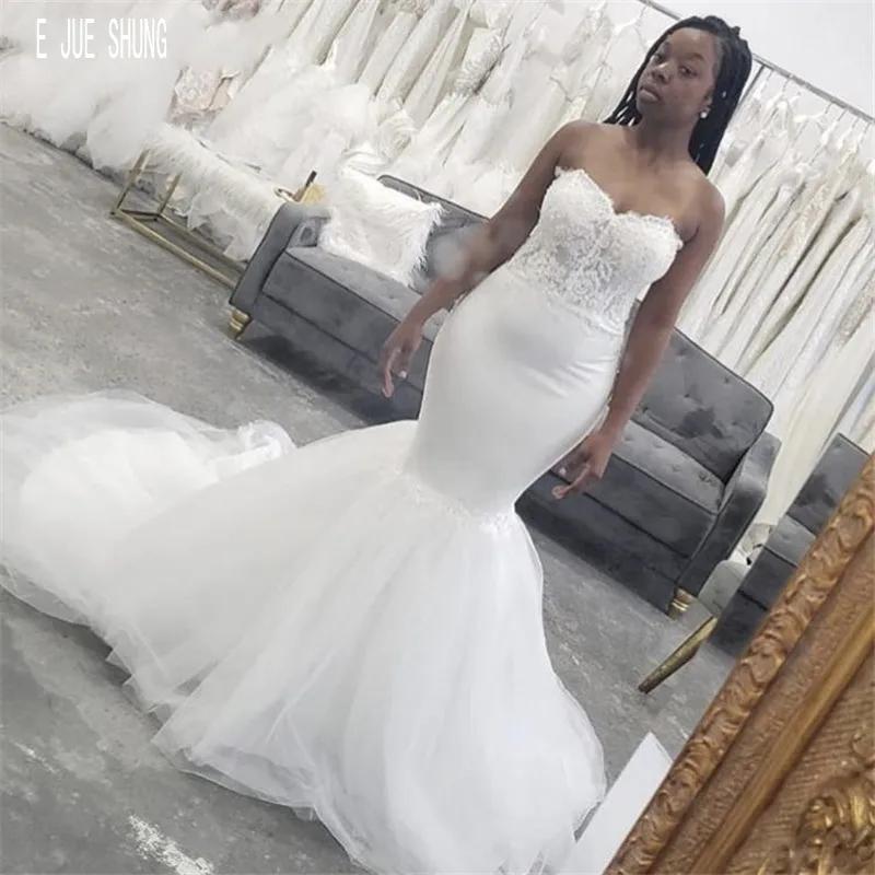 

African Mermaid Wedding Dresses Sweetheart With Beaded Lace Appliques Lace Up Back Bridal Gowns See Through