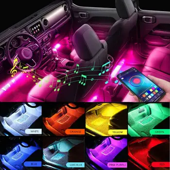 

DC 12V 10W Waterproof Bluetooth Phone App Control Car Atmosphere Lamp RGB 4xLED Strips Car Interior Floor Atmosphere Light