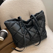 

Nylon Down Padded Shoulder Bag 2022 Small Brand Quilted Design Women Bag Tote Designer Shopper Chain Handbags Ladies Clutch Purs