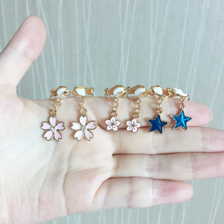 Children Cute Animal Flowers Star Moon Ear Clip Creative Cartoon Girl Earring Clip Princess Sweet Earring Jewelry Gift clip earrings ear clip earrings stud earrings ear clip