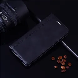 Magnetic Leather Wallet Flip Phone Case with Card Holder - Premium Cover Coque for P Smart 2018 (Black)