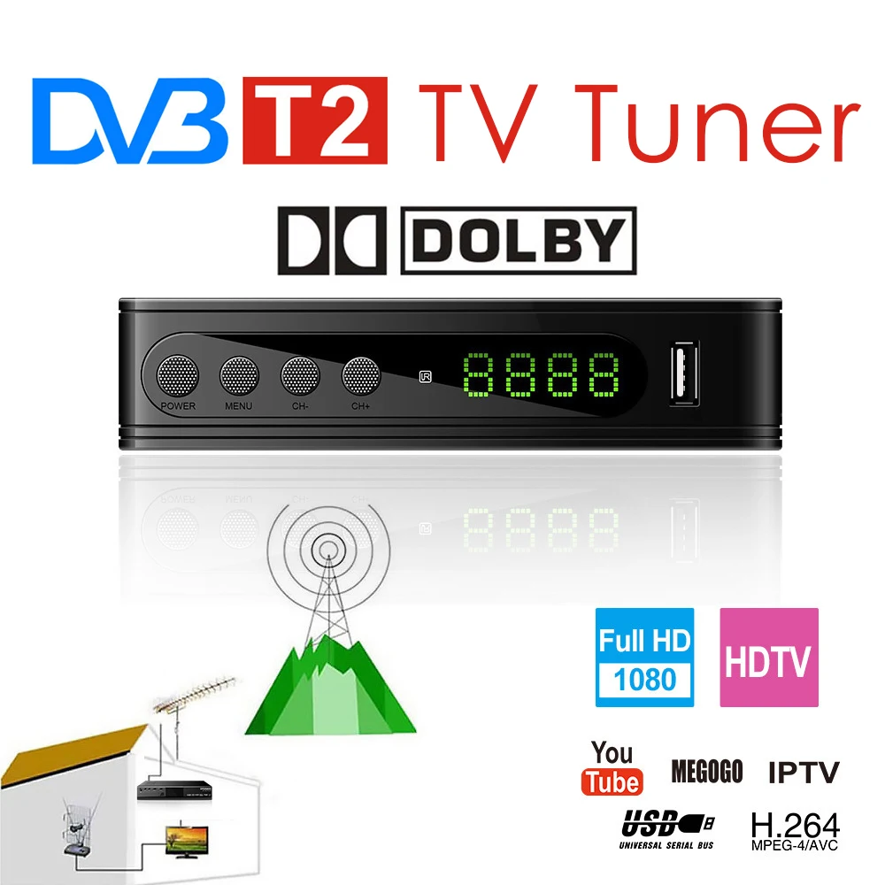 Цифровой ТВ-тюнер DVB-T2 TDT ТВ-рецептор DVB T2 Wifi ресивер Full HD DVBT2 DVB-C телеприставка DVB-T H.264 Dolby Youtube IP tv HD tv