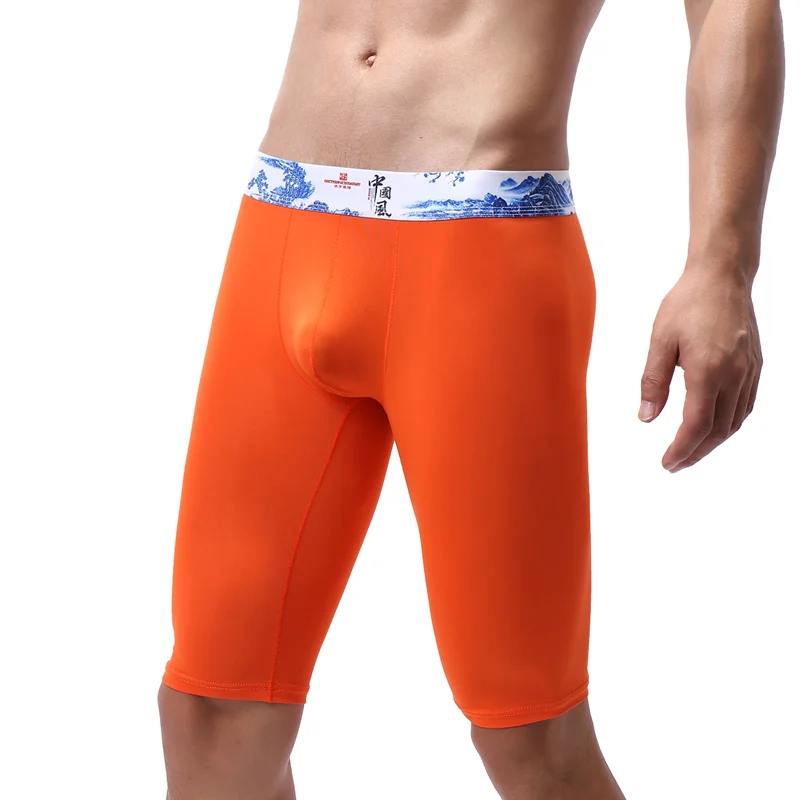 

Mens Underwear Boxers Sexy Slim Tight Sports Running Shorts Mid-waist Underpants Bulge Pouch Middle Shorts Pants Males Bottoms