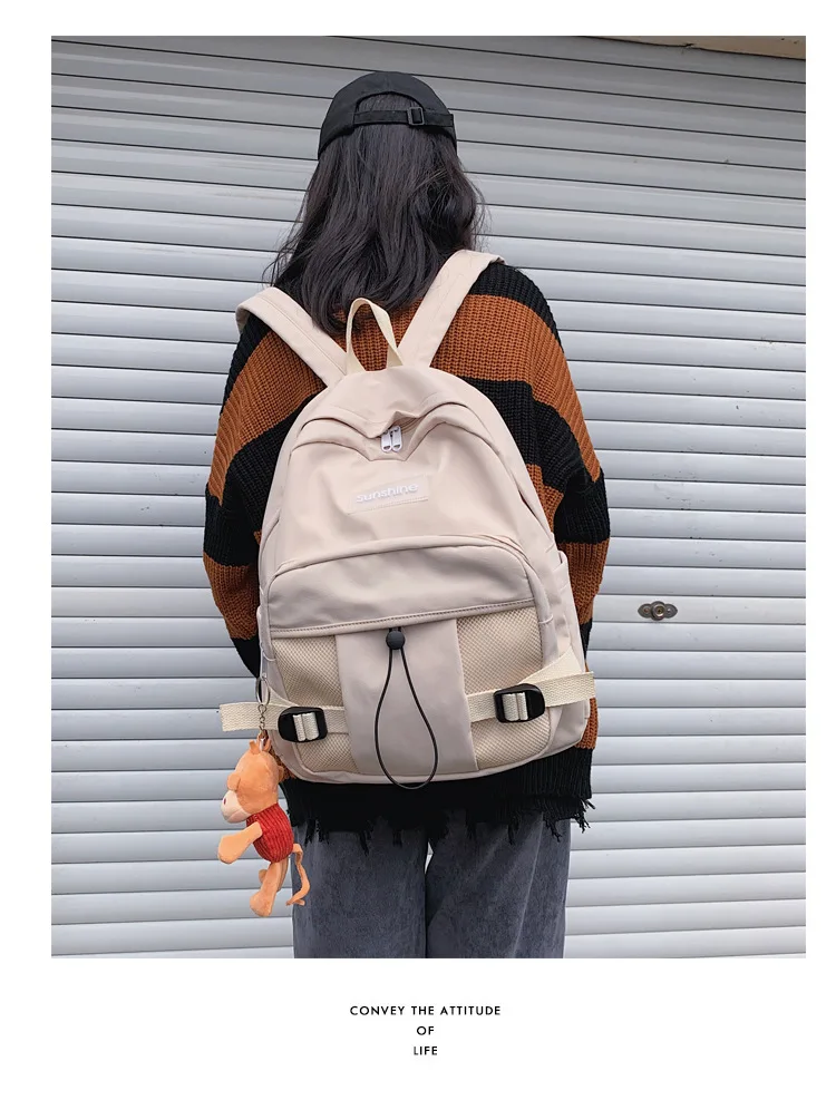 Stylish Backpacks luxury Backpack Women Large Capacity Solid Color Oxford Waterproof School Bag Travel Doll Pendant Rucksack Bagpack for Teenage Girls cool everyday backpacks