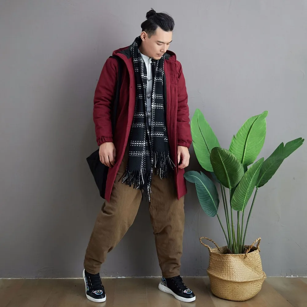 LZJN 2019 Winter Warm Men Thick Pants Double Layer Quilted Casual Pockets Male Winter Joggers Drawstring Cotton Linen Trousers (25)