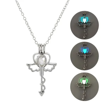 

100 pcs/lot European and American creative fashion accessories new angel key multi-night light necklace