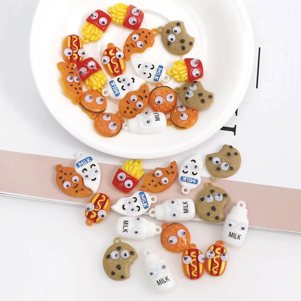 20 шт. новые мини милые молоко и печенье гамбургер еда с глаз плоские