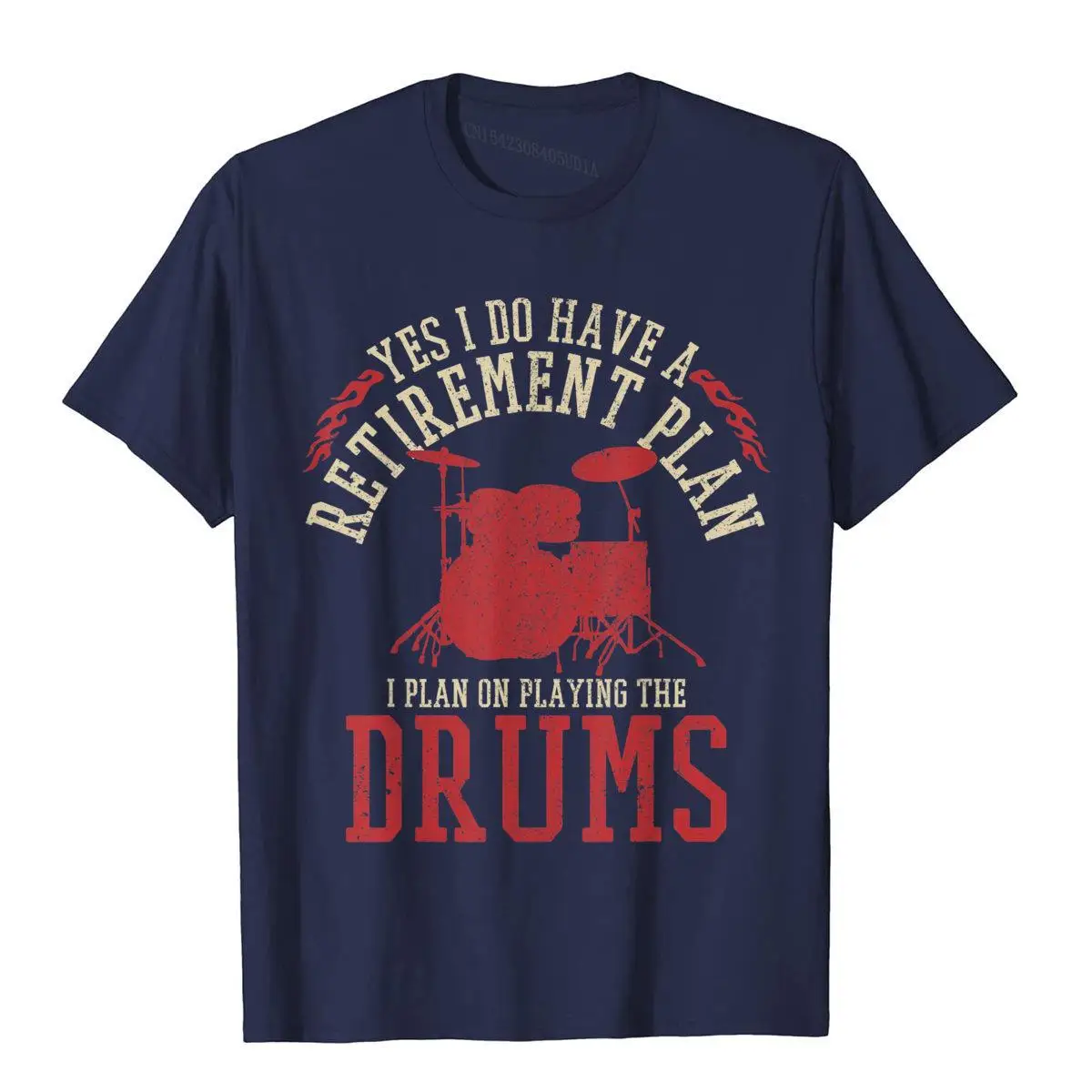 Mens Drummer Retirement Plan - Funny Drums Retired Musician Gift T-Shirt__B6217navy