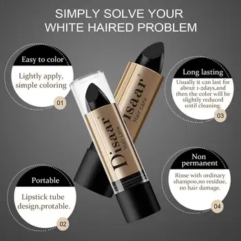 

1pc Lipstick Shape Anti Sweat Waterproof Natural Plant Cover Hair Pen Pen Coloring White Disposable Black/Brown Dye Hairlin M2J7