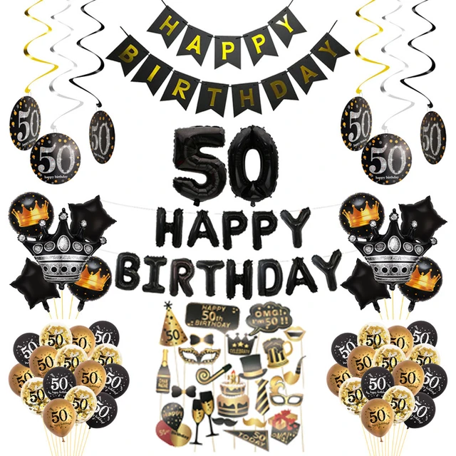 Pancarta de fondo de feliz 50 cumpleaños para hombre, servilleta, globo,  cortina de puerta, 50 años, aniversario 50, decoración de fiesta de  cumpleaños - AliExpress