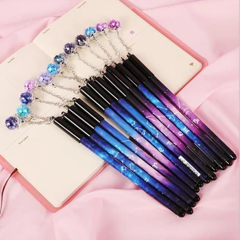 

Newest Gel Pen Black Refill Super Nice Twelve Constellation Gel Pens With Glass Ball Pendant For School Office Supplies
