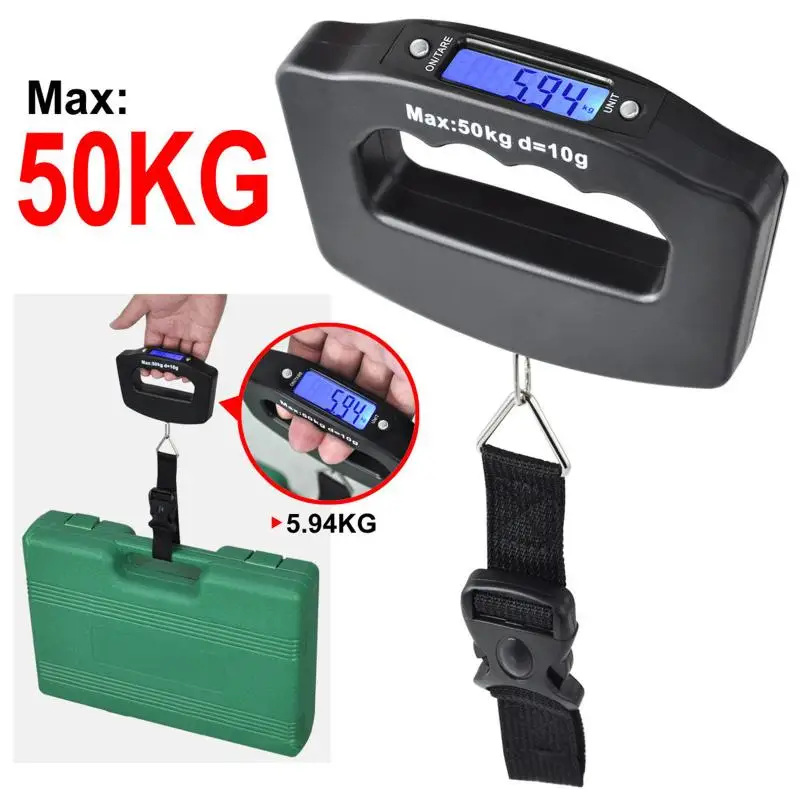 50kg Handheld Digital Luggage Scale LED Display Balance Portable Mini Weighing Weight Suitcase Scale