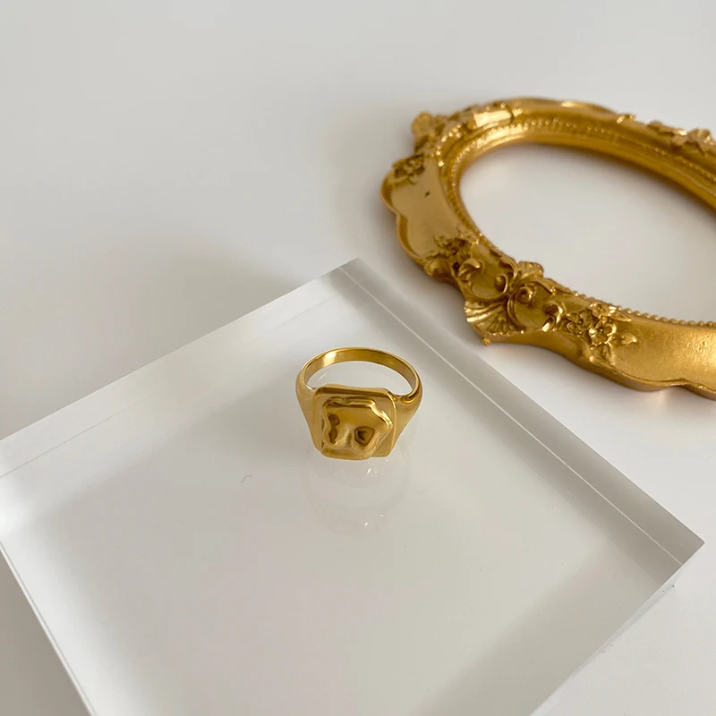 Peri'sBox 3 Designs Black Enamel Abstract Body Rings Textured Meteorite Irregular Rings for Women Vintage Titanium Steel Ring - Image 4