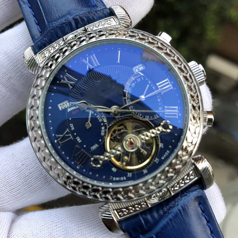 Модные AAA кожаные PP MOON Tourbillon дизайнерские для женщин и мужчин механические