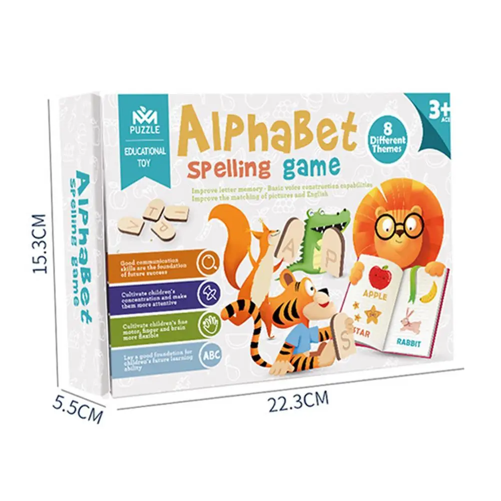Learning Language Toys Matching Letter Game Wooden Box Montesori Alphabet  Reading Spelling Words Early Educational Toys For Kids