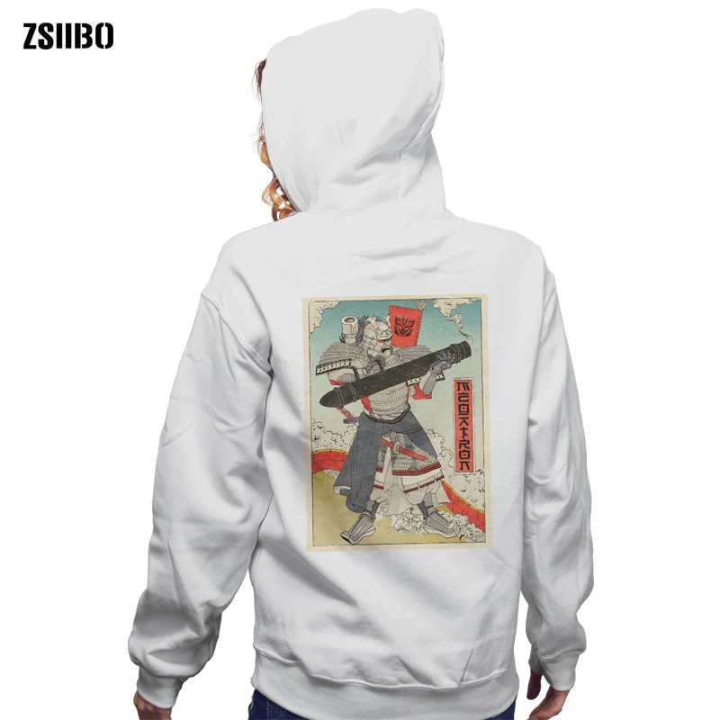 ZSIIBO японский Harajuku стиль с капюшоном для мужчин/леди хип хоп Повседневная самурайская толстовка с капюшоном мужская одежда печать DIYWGWY13 - Цвет: White warrior