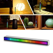32 Bit Music Level Indicator Aluminum Bar Voice Sound Control Audio Spectrum RGB Light LED Display Rhythm Pulse Colorful Signal