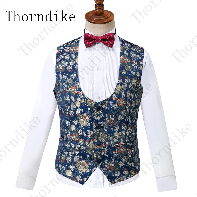 Thorndike мужской свадебный костюм для жениха обтягивающий Официальный Мужской костюм дизайн винтажный цветочный узор смокинг жениха Мужские спортивные пиджаки 3 шт