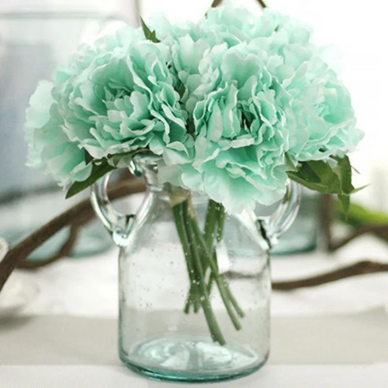 Искусственный букет синих пионов для украшения дома и свадьбы - Color: Blue