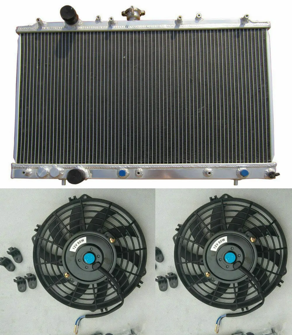 Алюминий радиатора для Mitsubishi Mirage 4G15 4G93 1.5L 1.8L L4 AT/MT DE ES v-образной КРЕПЕЖНОЙ ПЛАСТИНОЙ LS 1996-2002& вентиляторы 1997 1998 1999 2000 2001