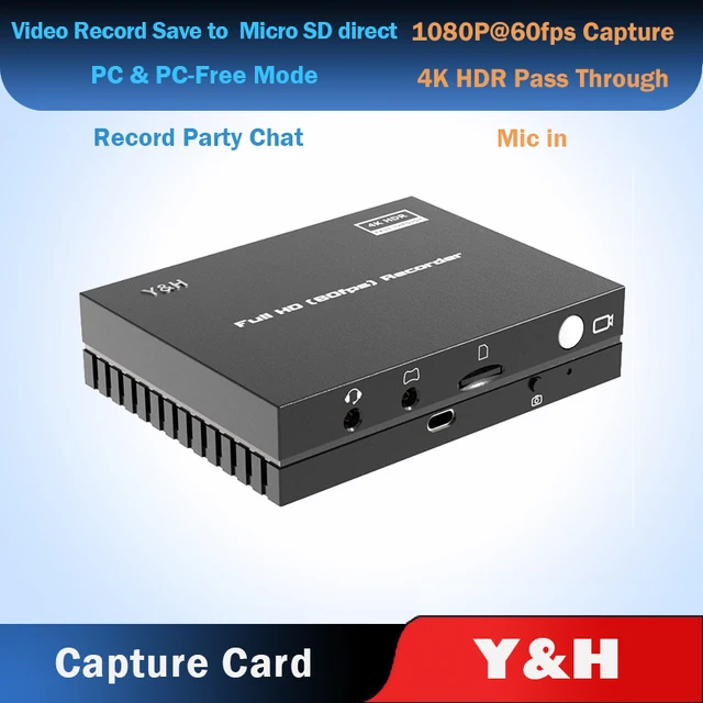 Y&H HDMI-compatible Video Capture 4K HDR Standalone Recording Video to Micro SD CardRecord Party Chat & Mic in Screenshot