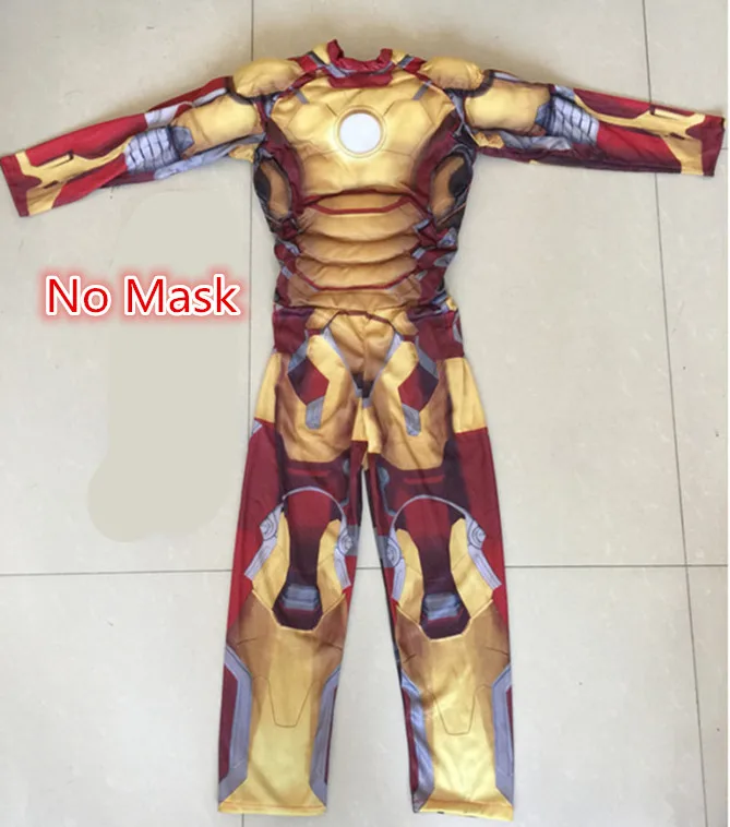 Without mask Железный человек, мускулы, детский Рождественский новогодний костюм, фантазия, Мстители, светодиодный маскарадный костюм супергероя - Цвет: Without mask