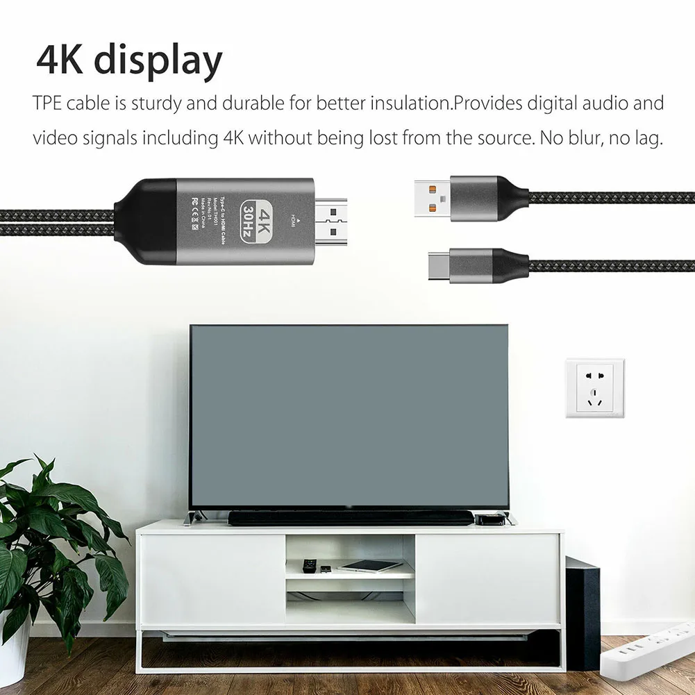 Портативный Легкий тип-c USB для HD 4K HDMI конвертер кабель Шнур для телефона PC проектор