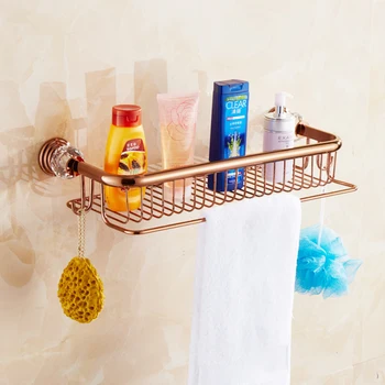 

Luxury Crystal Brass Gold Bath Shampoo Holder Towel Hooks Bathroom Accessories Bath Hardware EL7089 Wall Mounted Type Corner