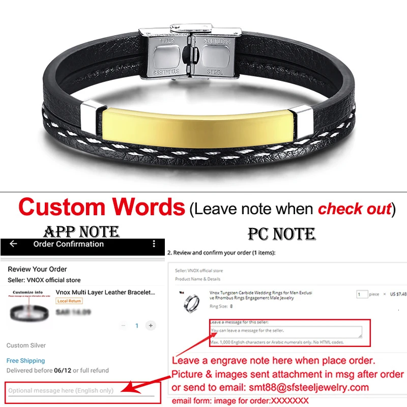 Custom Gold 474 Персонализированные браслеты из натуральной кожи для мужчин и женщин нержавеющая сталь ID Бар Пользовательское имя Дата Регулируемая длина мужской Pulseira - Окраска металла: Custom Gold 474