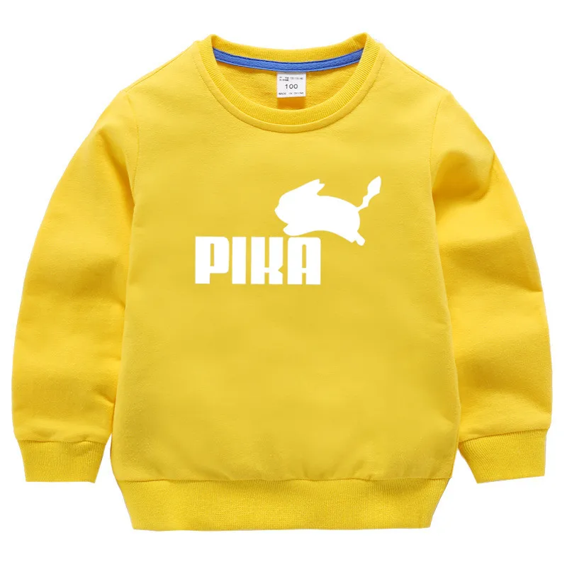 T105A-yellow Детский свитер Pika Chu; осенне-зимний свитер с покемонами; толстовка с капюшоном; Рождественская одежда черного цвета; подарок в пятницу - Цвет: T105A-yellow