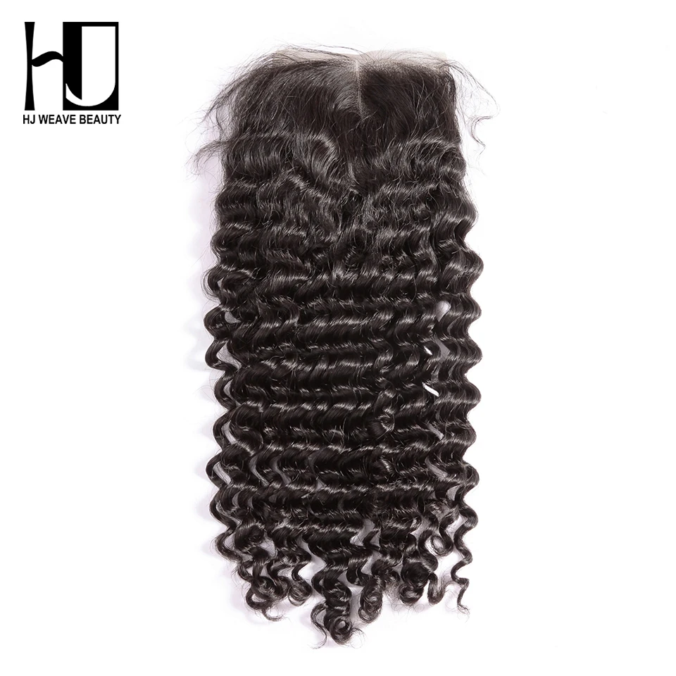 

[HJ Weave Beauty] OneCut Hair 4x4 Lace Closure Brazilian Deep Wave Remy Hair Natural Color Swiss Lace Human Hair Closure