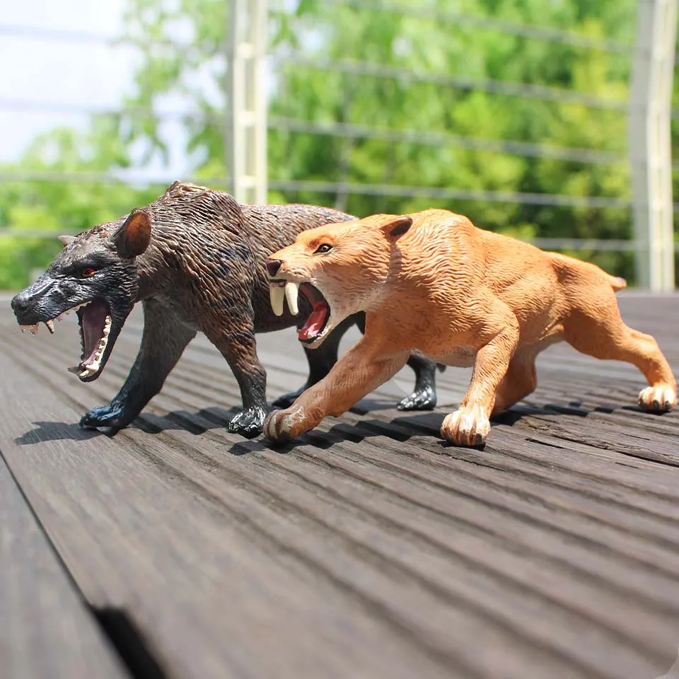 Wiben Mammoth Sabre Wulf Canis dirus модель животного пластиковые фигурки и игрушки развивающий подарок для детской коллекции - Цвет: 2pcs