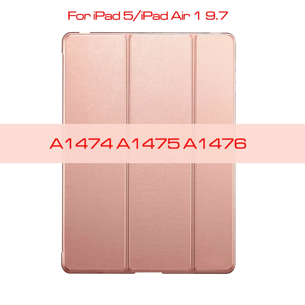 Чехол qijun для ipad 2, 3, 4, 5, 6, 7, th 9,7 10,2 Fundas для ipad Air 1 2 3 воздуха PC задняя крышка из искусственной кожи Smart Cover - Цвет: Rose gold-iPad Air 1