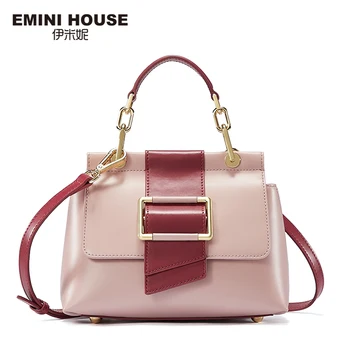 

EMINI HOUSE Metal Square Buckle Handbag Luxury Handbags Women Bags Designer Split Leather Crossbody Bags For Women Messenger Bag