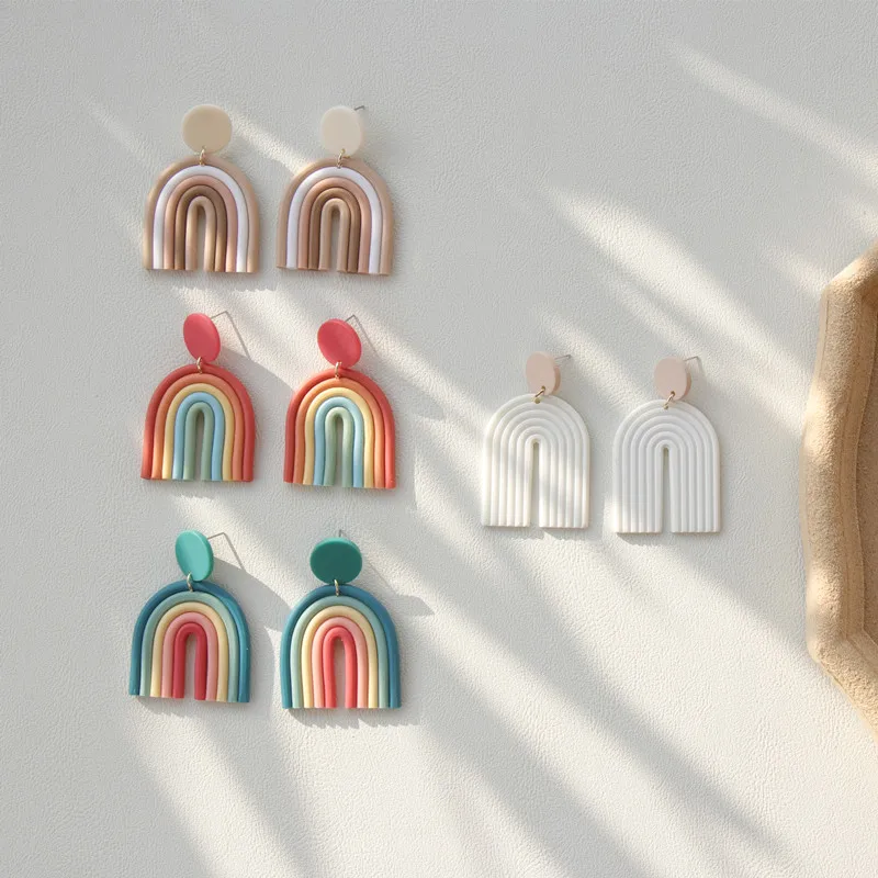 Dangle Earrings Drop Earrings Long Earrings AOMU 1Pair Korea Spring Autumn Candy Color Gradient Ceramic Clay Long Dangle Drop Earrings for Women Jewelry Gifts
