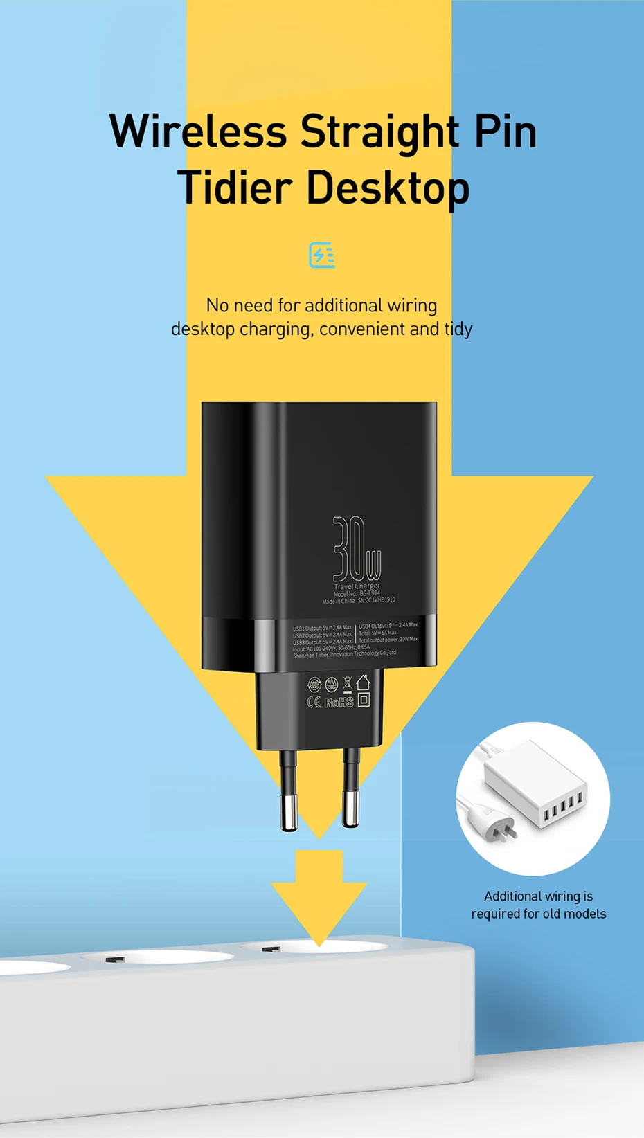 Baseus Мульти USB зарядное устройство для iPhone 11 Pro Max 30 Вт Быстрое зарядное устройство для Xiaomi Mi samsung 4 порта несколько настенных мобильных телефонов зарядное устройство