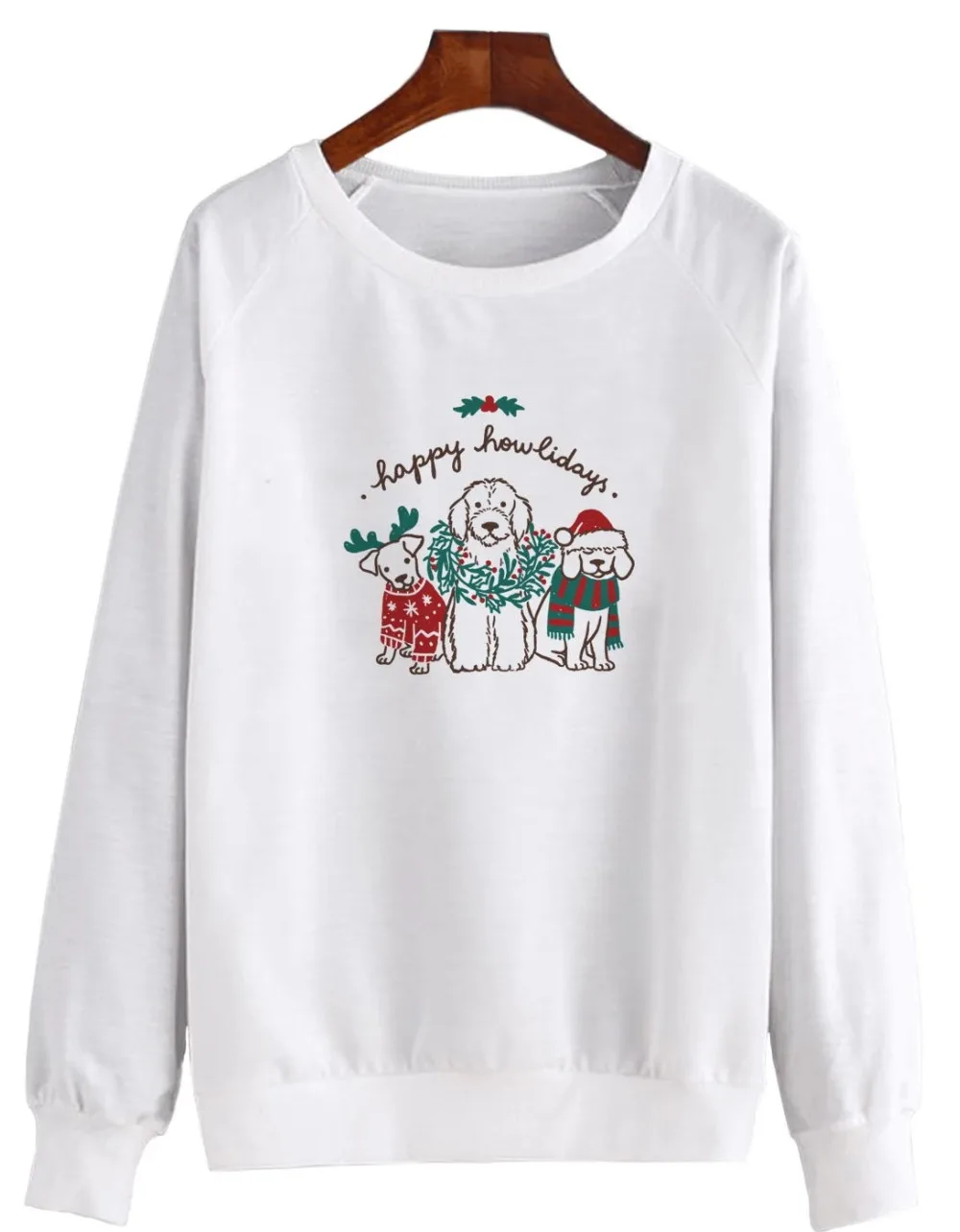 Толстовка Happy Howlidays с надписью «Merry Christmas Dog Gift»; джемпер; Повседневная хлопковая хипстерская одежда; Kawaii Tumblr; топы с круглым вырезом; Прямая поставка
