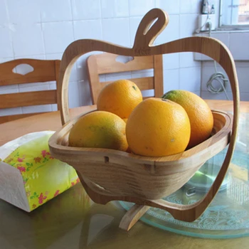 

Bamboo Foldable Fruit Storage Basket Apple Shaped Fruit Display Rack Kitchen Storage Tools Home Multi-purpose Basket Organizer