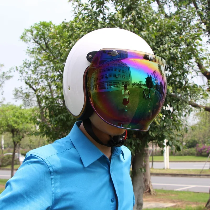 Flip Up Bulle lunettes de moto visière retro aviateur casque jet Miroir 