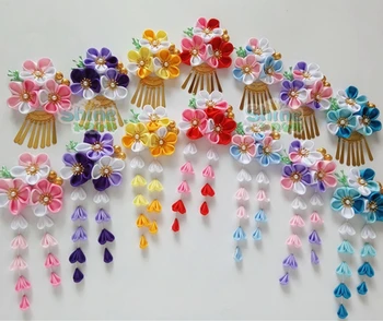 

Japanese Hairpin Hair clip Tassel Tsumami zaiku for Hanfu Kimono Geisha Yukata Fairy Barrettes Handmade Hair Ornaments Cosplay