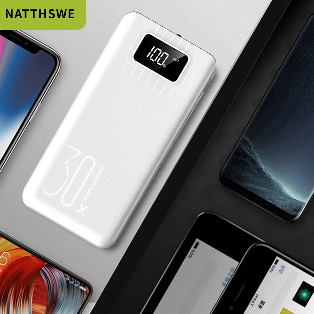  NATTHSWE Power Bank Portable 30000 MAh for All Xiaomi Smart Phone Battery Powerbank Fast Charging E