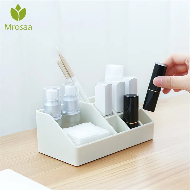 

Cosmetic Storage Box Makeup Pads Dressing Table Compartment Storage Rack Home Mini Desktop Organizer Lipstick Container Box