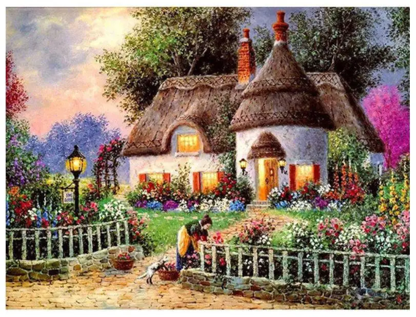 Картина в виде пейзажа с бриллиантами полностью Стразы вышивка картина мозаика